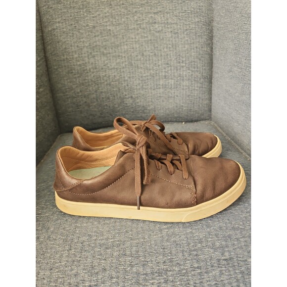 OluKai Women's Pehuea Li Ili Brown Leather Lace-Up Shoes Size 10 - Picture 1 of 8